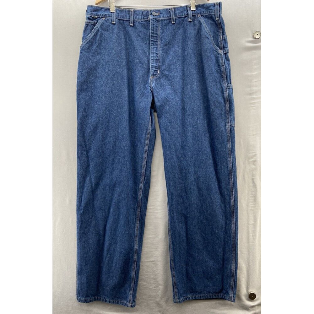 Carhartt FR Flame Resistant Jeans Mens 44x34 CARPENTER Blue Straight Leg Denim
